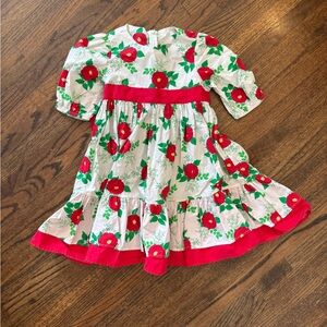 Eleanor Rose Red and Green Floral Kids Dress